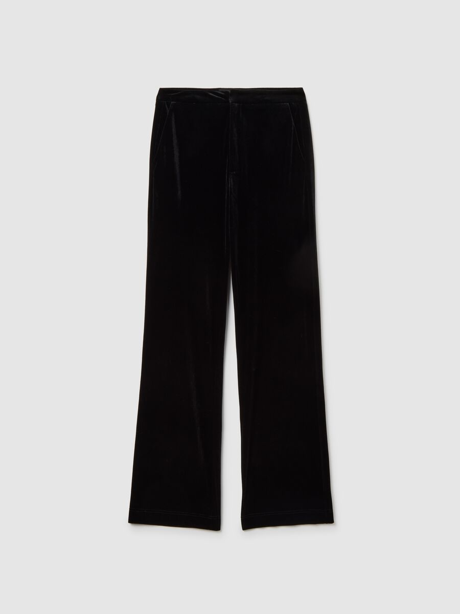Pantaloni in velluto nero flare fit_4