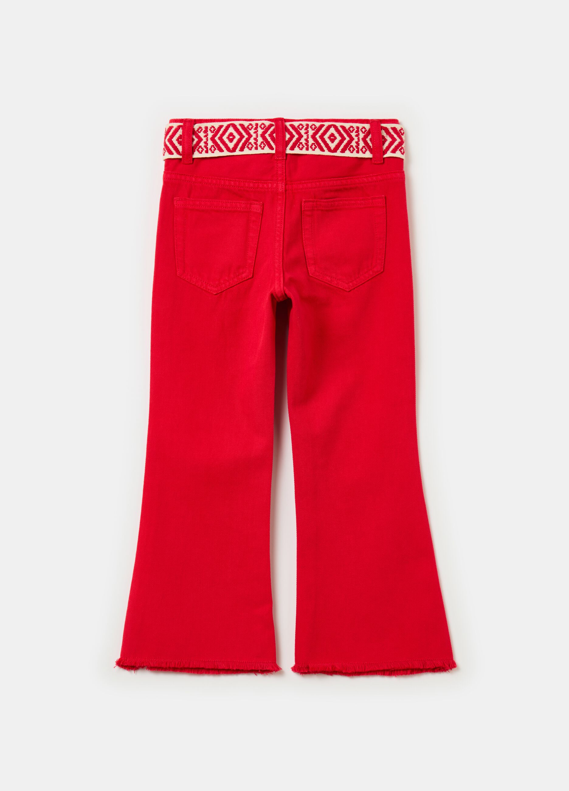 Flare-fit trousers with embroidered belt
