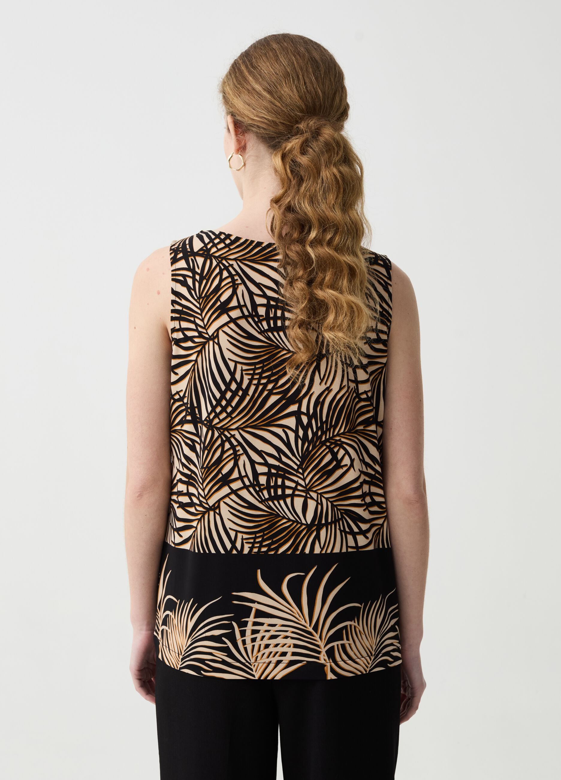 Tank top with tropical foliage print