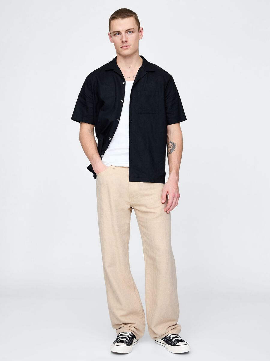Wide Beige Linen Trousers_0