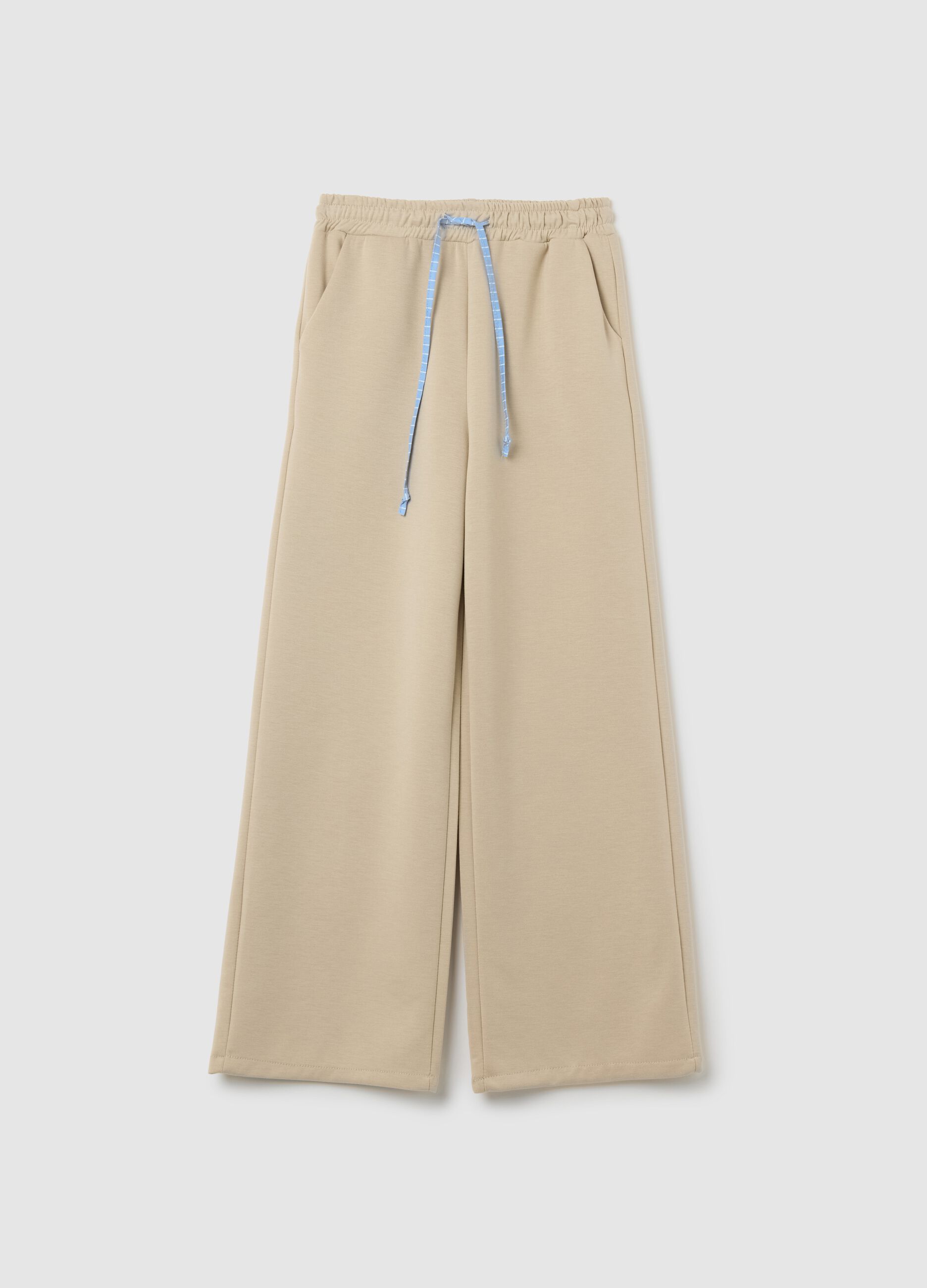Beige palazzo trousers with drawstring