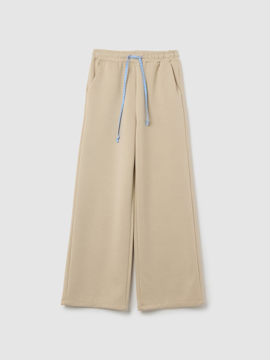 Beige palazzo trousers with drawstring_4