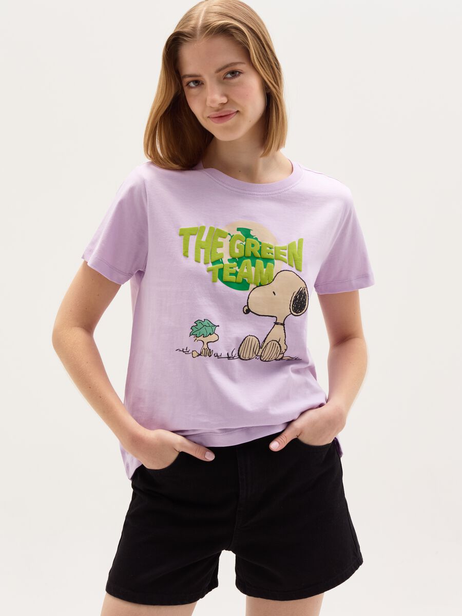 T-shirt con stampa Snoopy e Woodstock_0