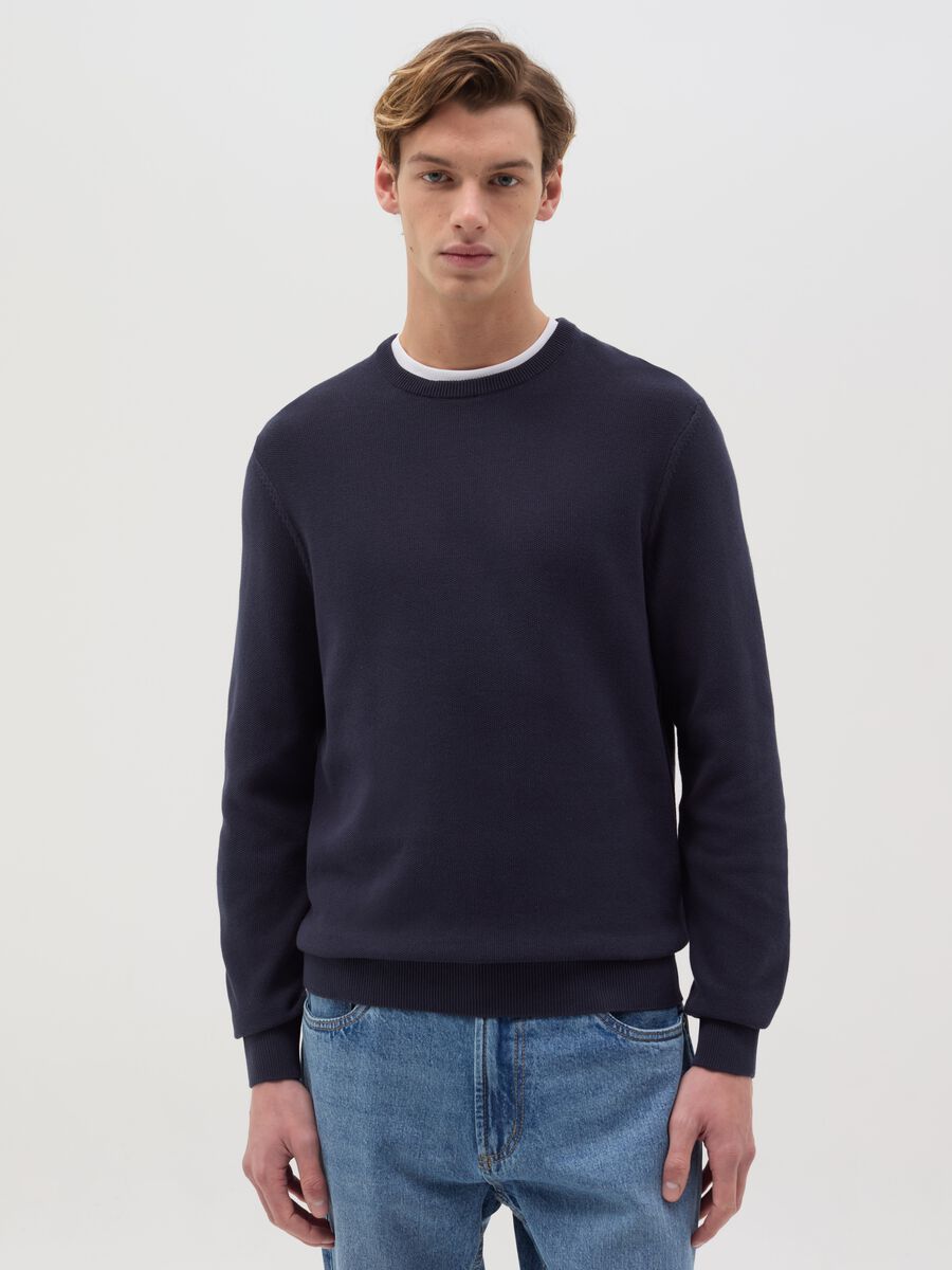 Cotton pullover with micro weave_0