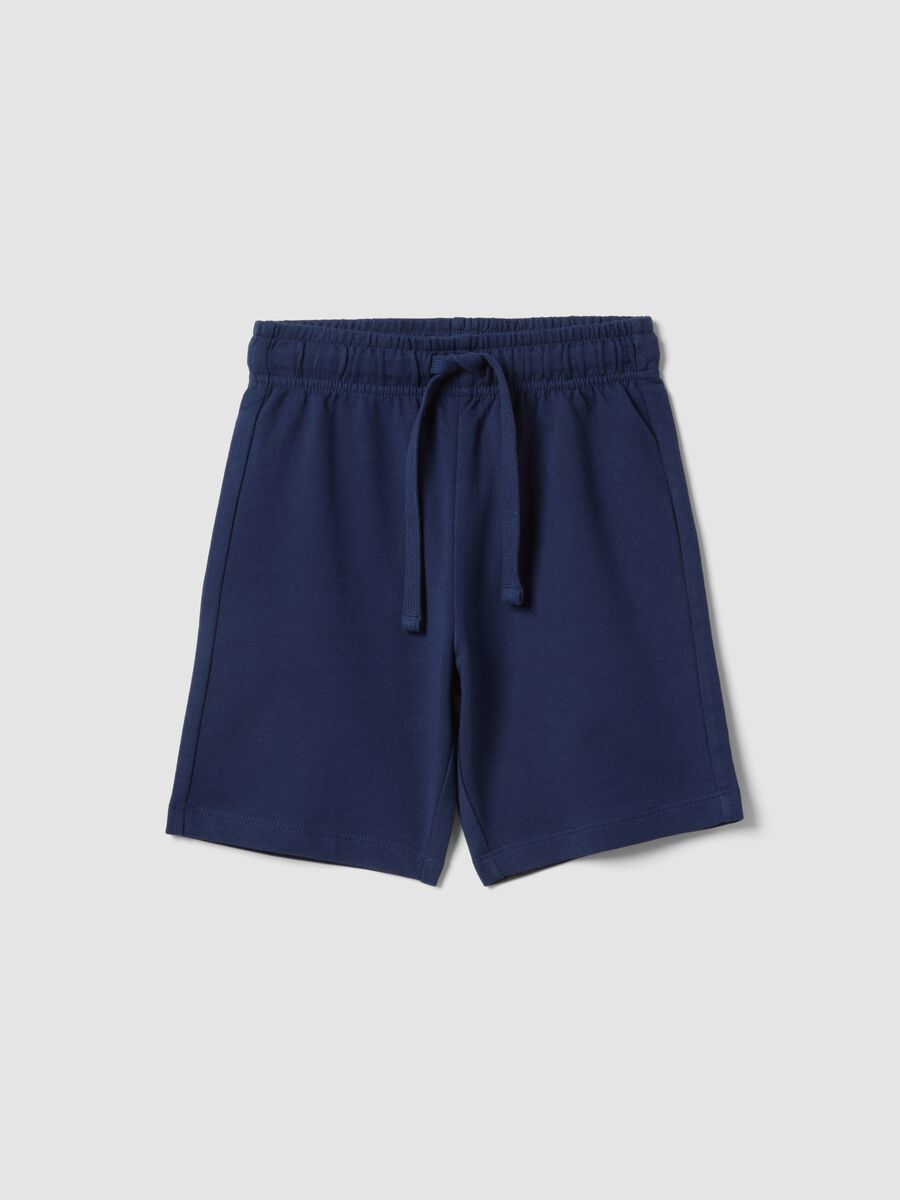 Shorts in puro cotone blu da bambino regular fit_0