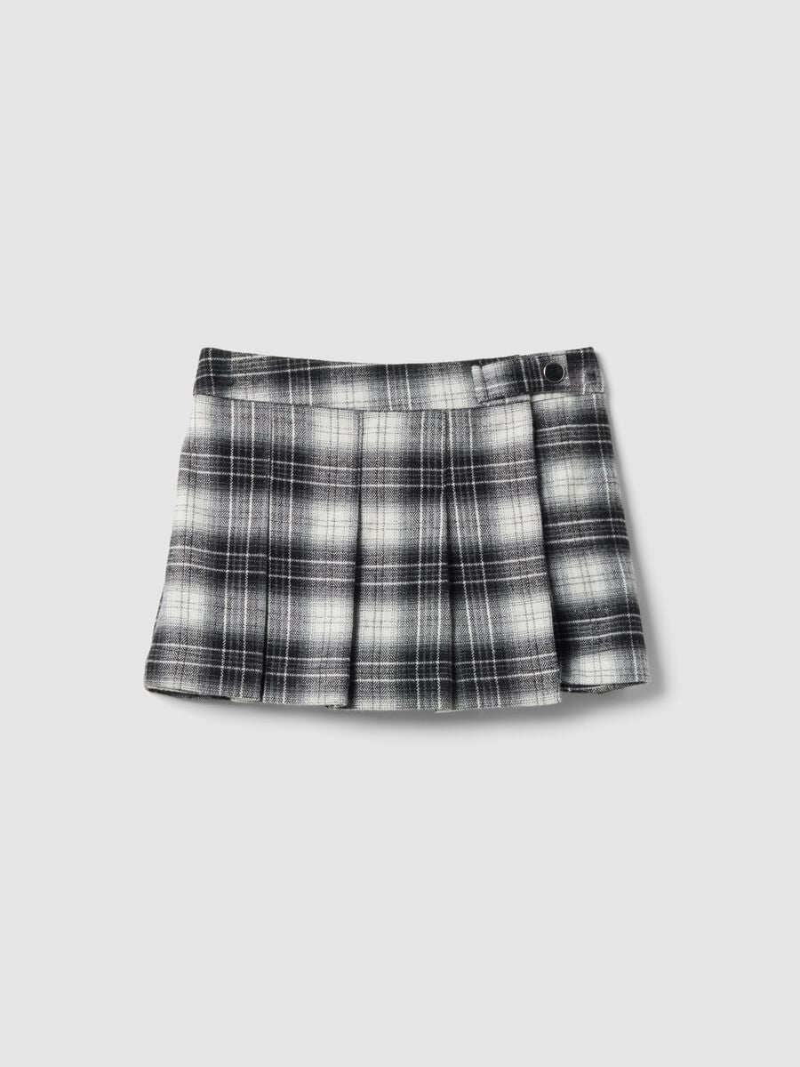 Gonna pantalone nera in viscosa elasticizzata a quadri_0