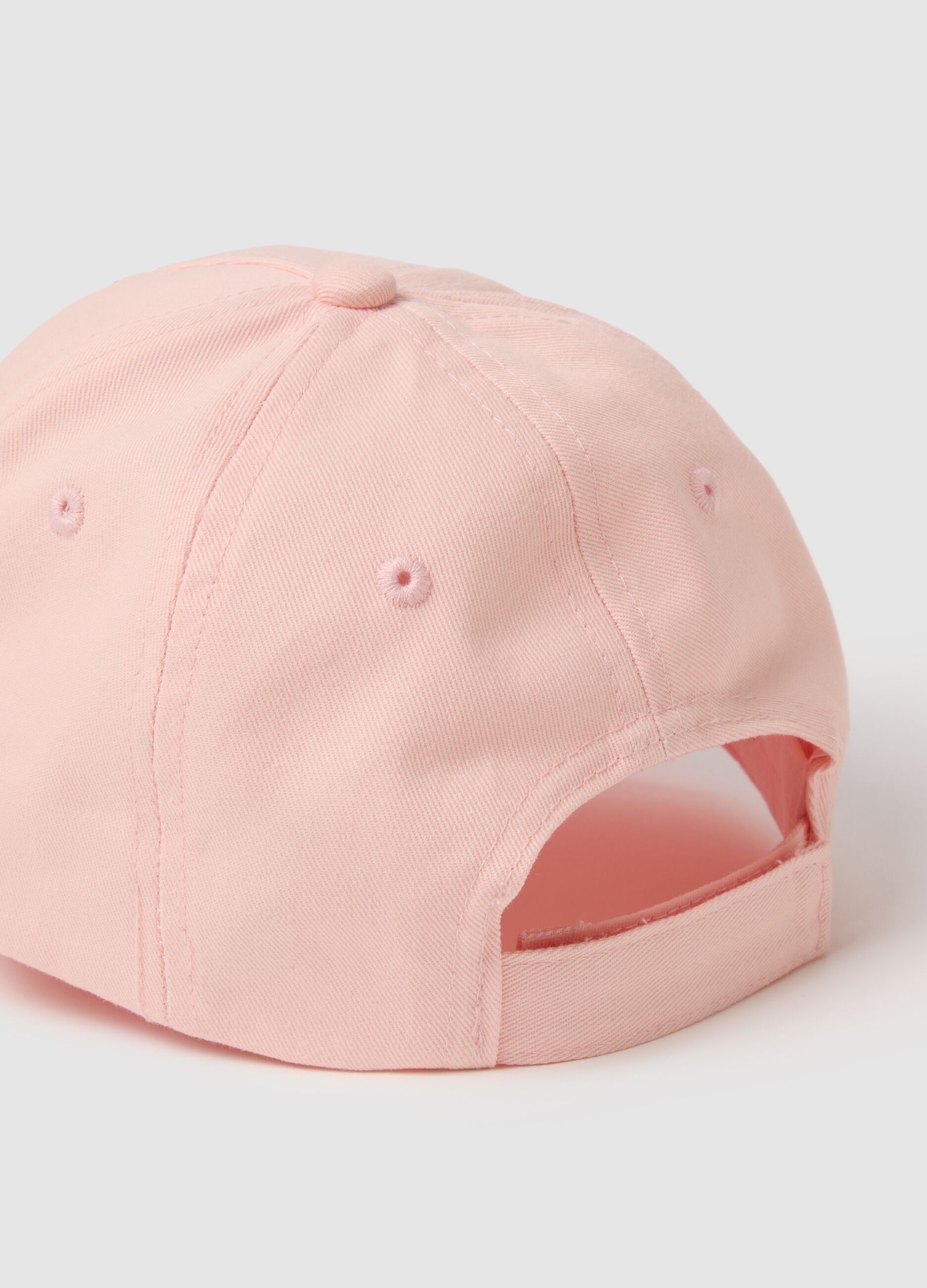 Girls' pink pure cotton hat with visor and sequins