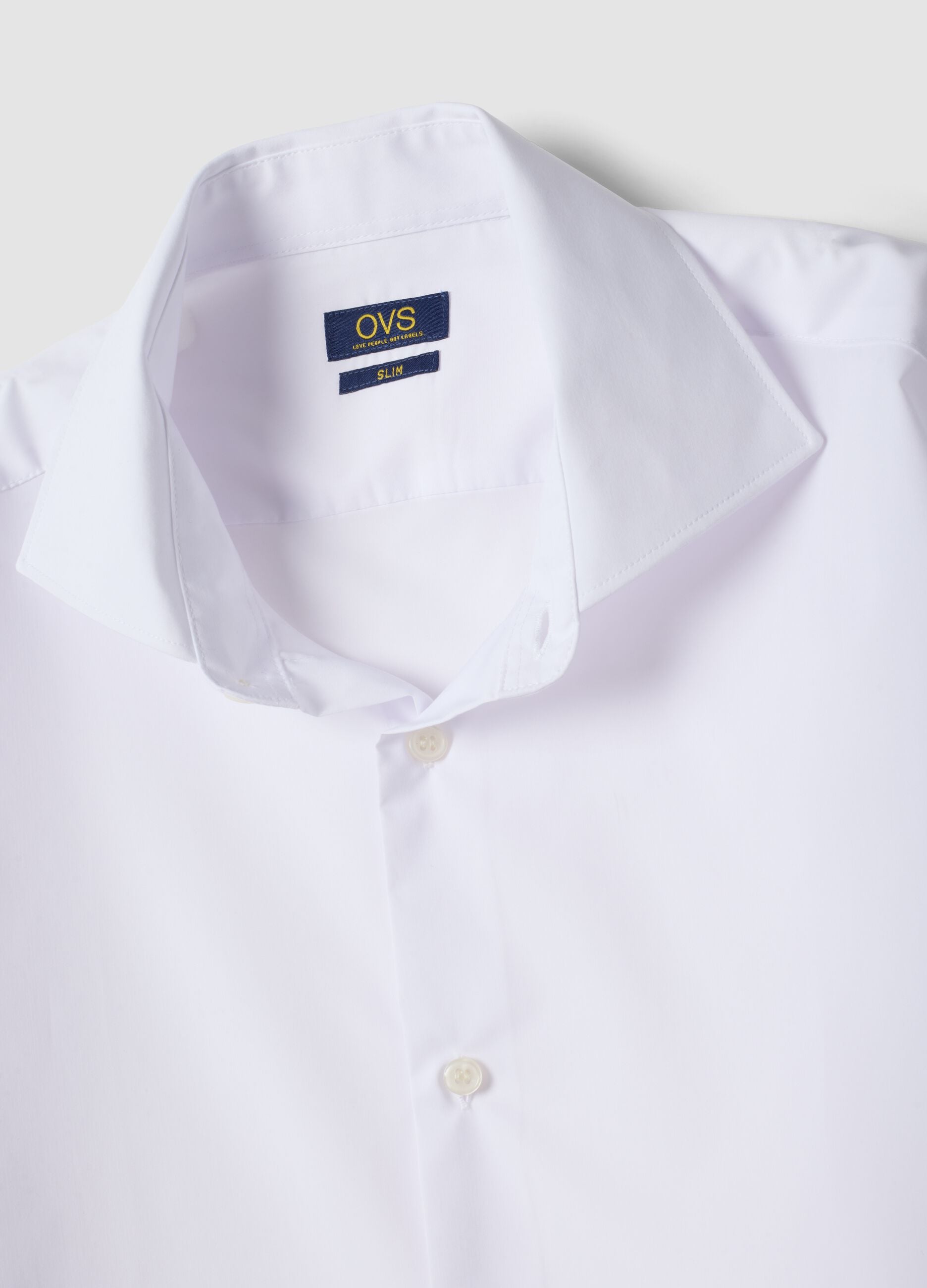 White lyocell-blend shirt with French collar, easy iron