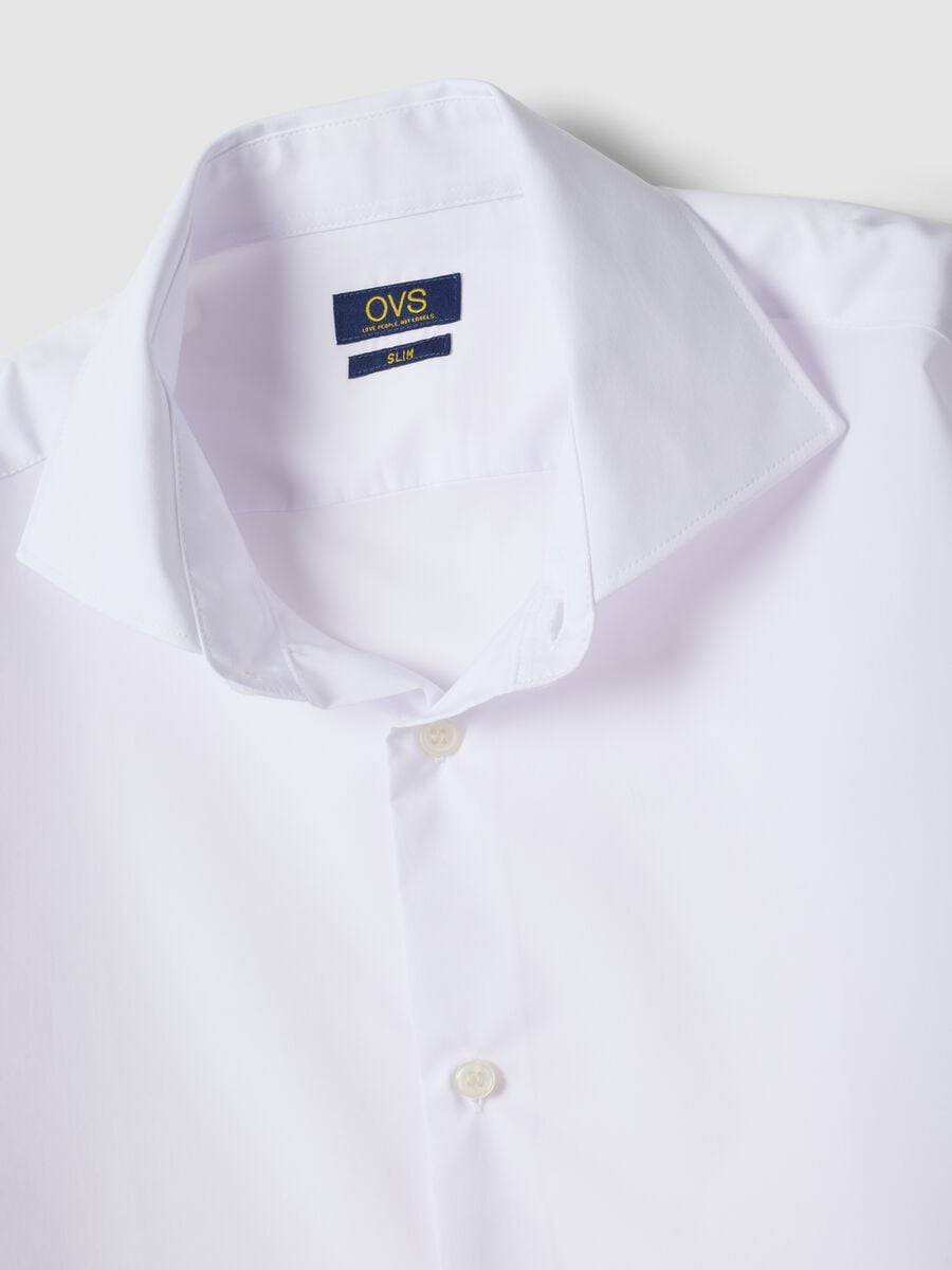 Camicia bianca in misto lyocell con collo francese easy iron_1