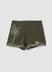 Green regular-fit pure cotton shorts with embroidery_4