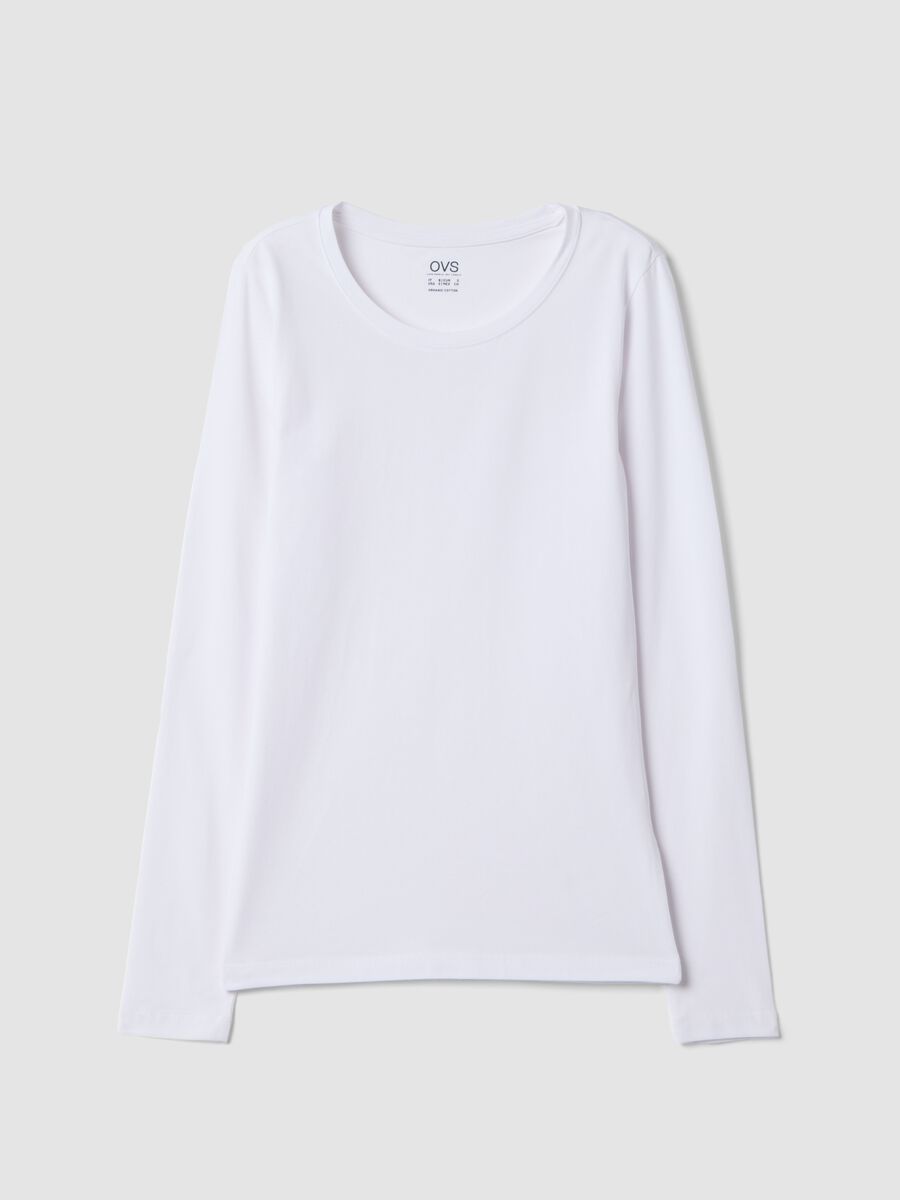 Maglia bianca in cotone organico elasticizzato girocollo_4