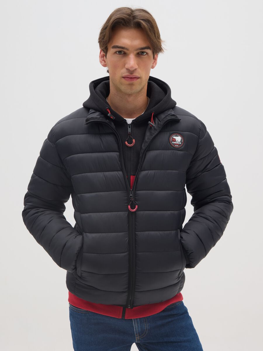 Black Padded Jacket with Zip_0