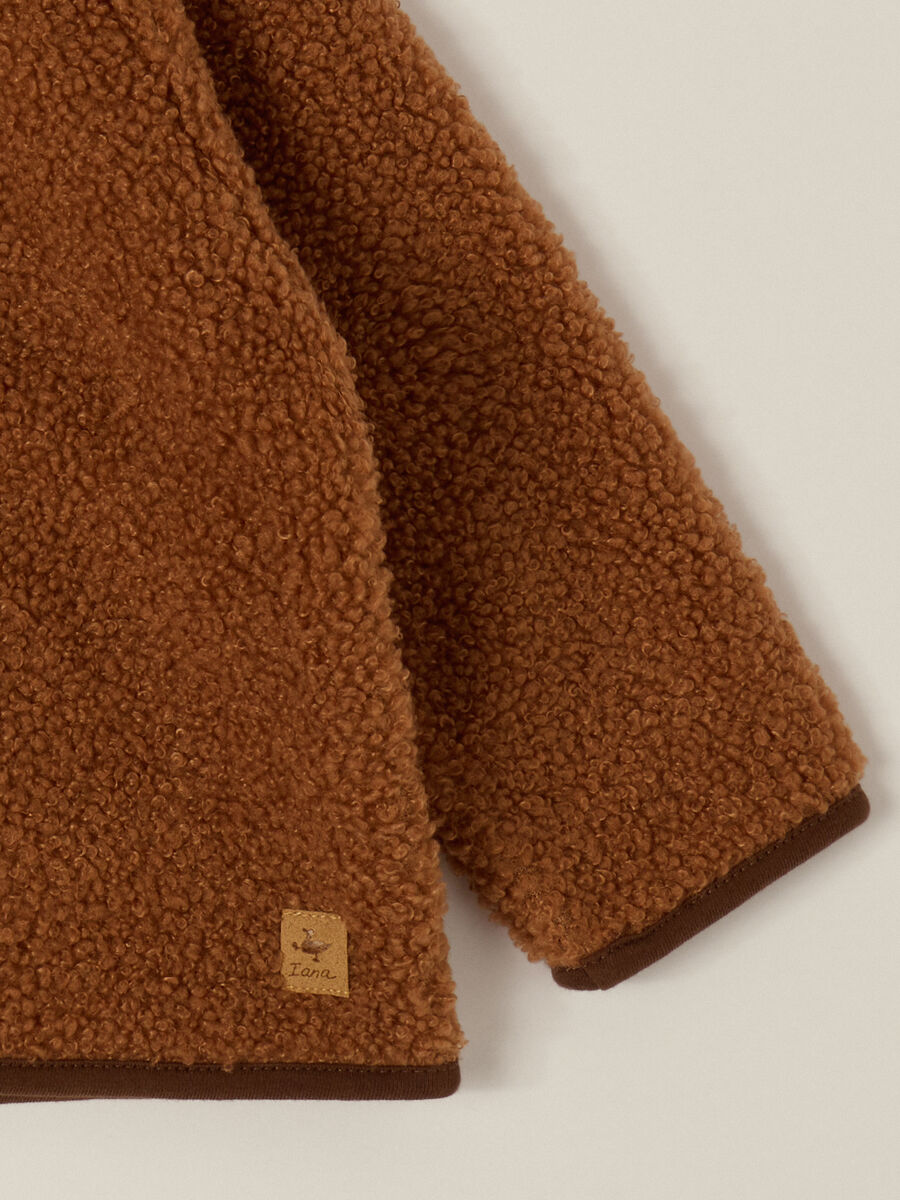 Brown Sherpa Fabric Jacket for Newborn_2