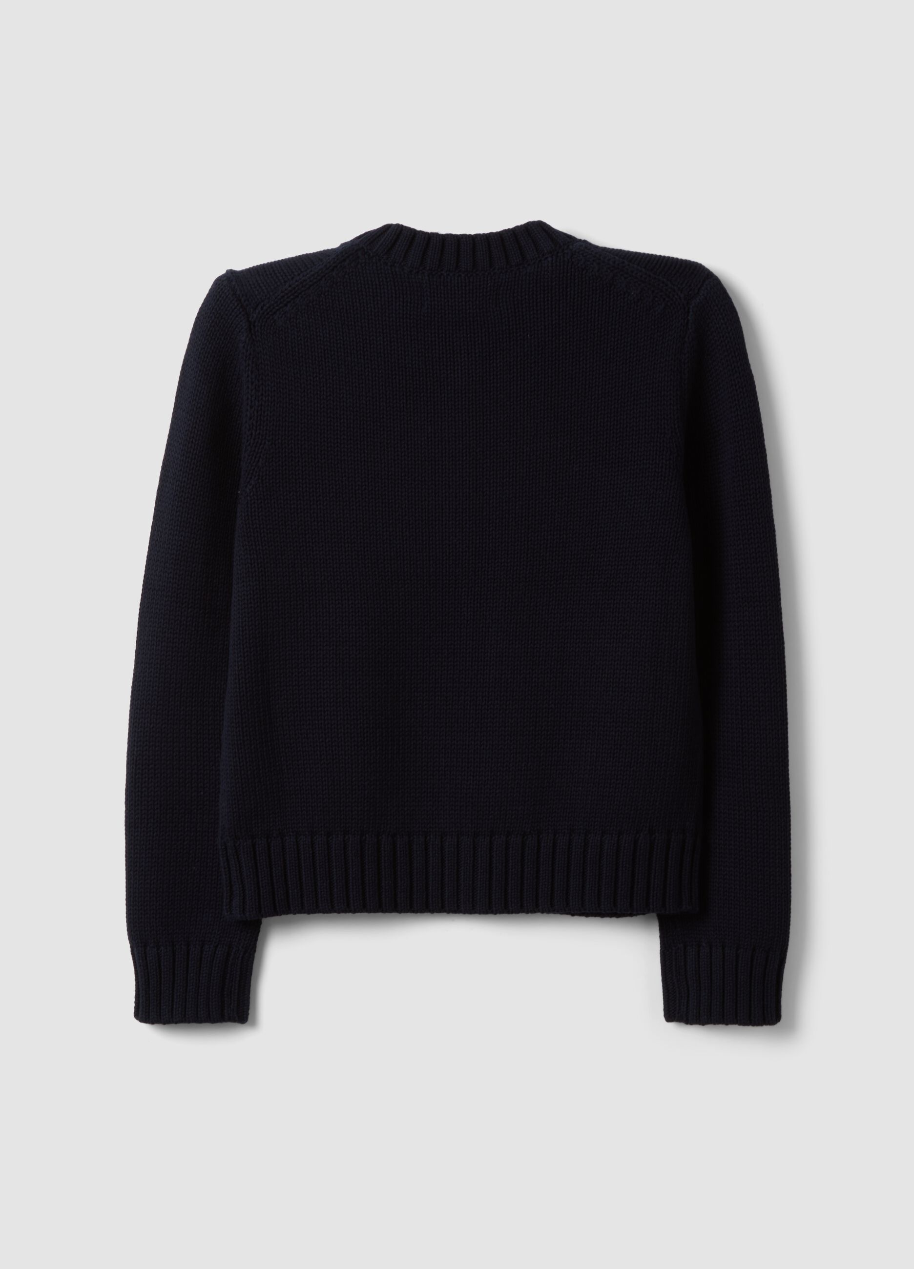 Navy pure cotton cardigan with buttons, regular fit