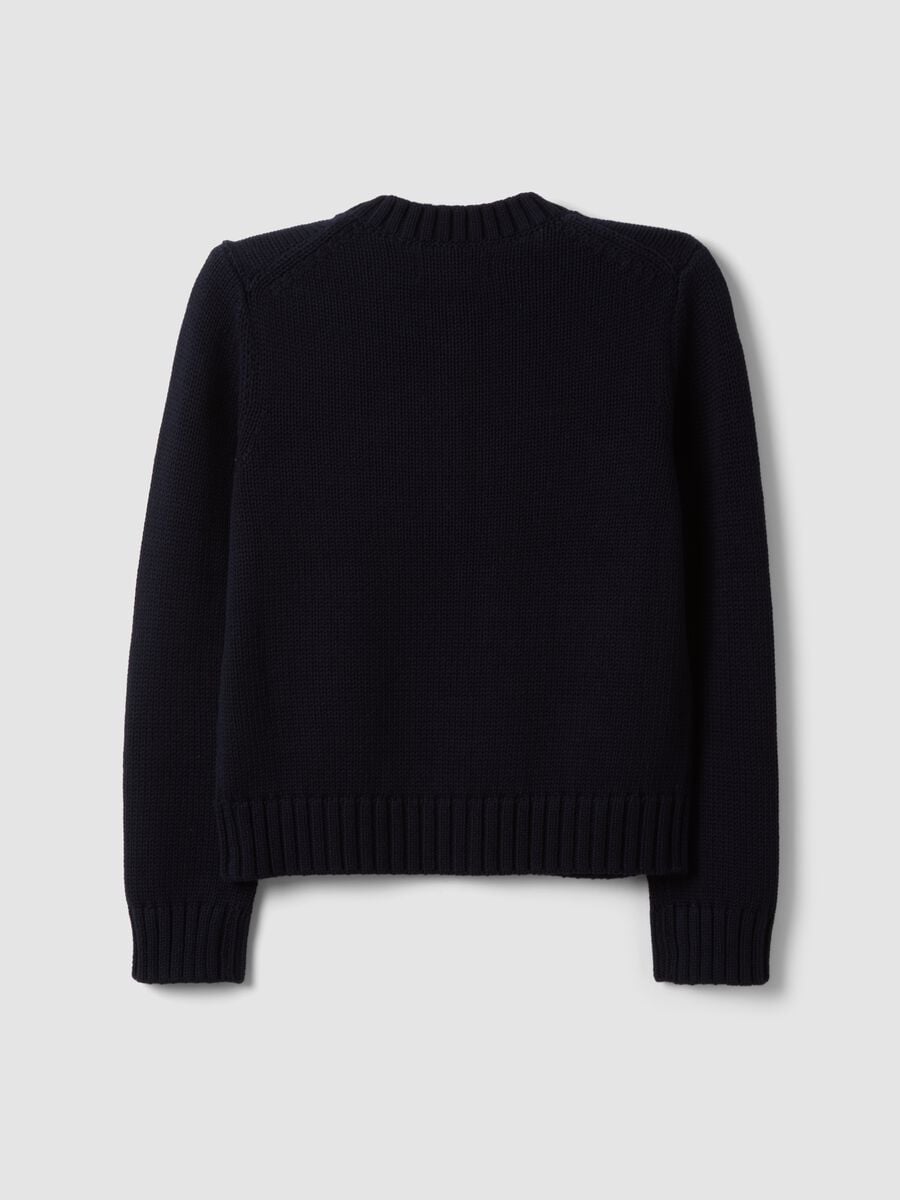 Cardigan blu in puro cotone con bottoni regular fit_2