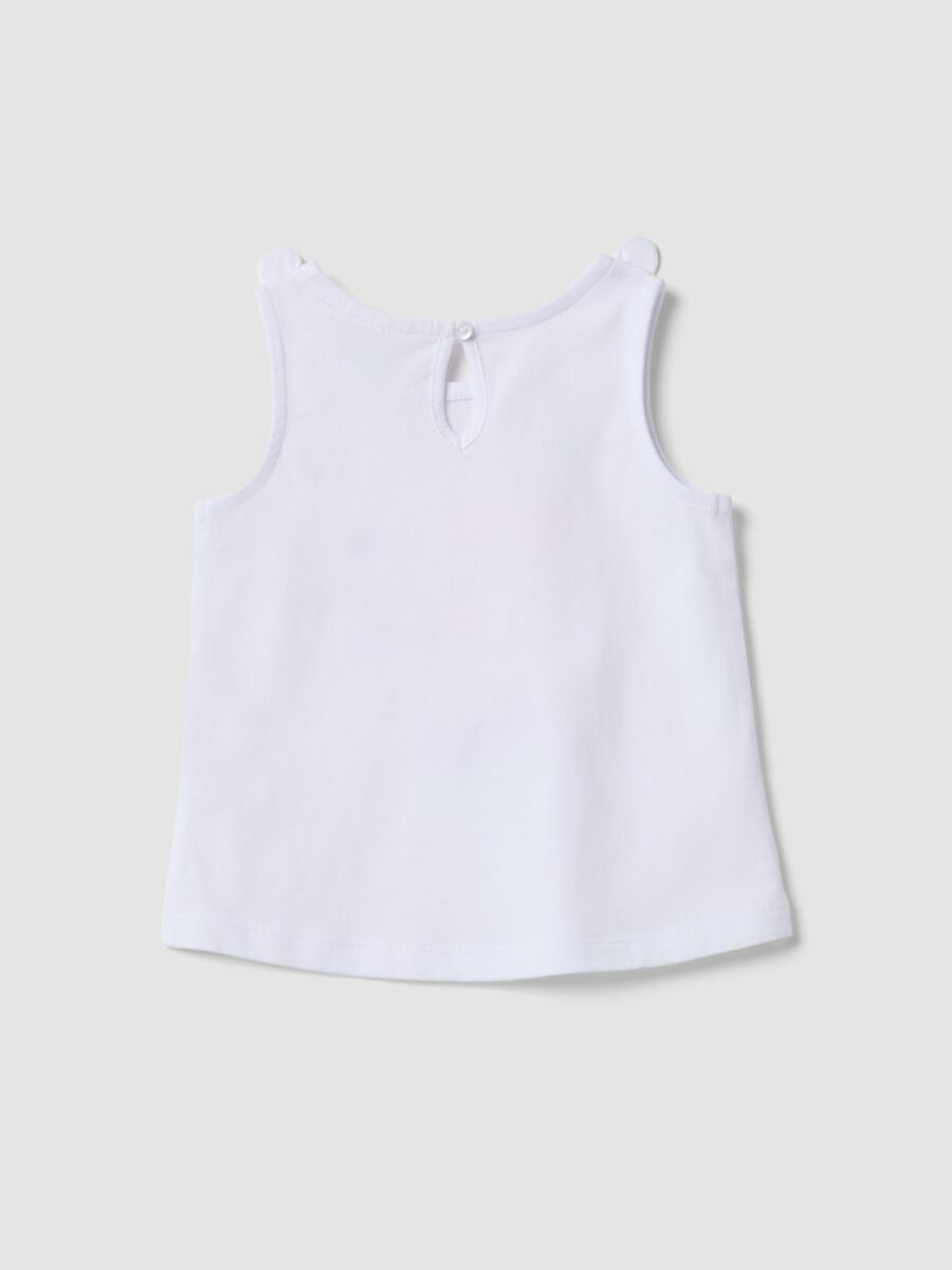 Canotta in puro cotone bianca da bimba regular fit con ciliegie_1