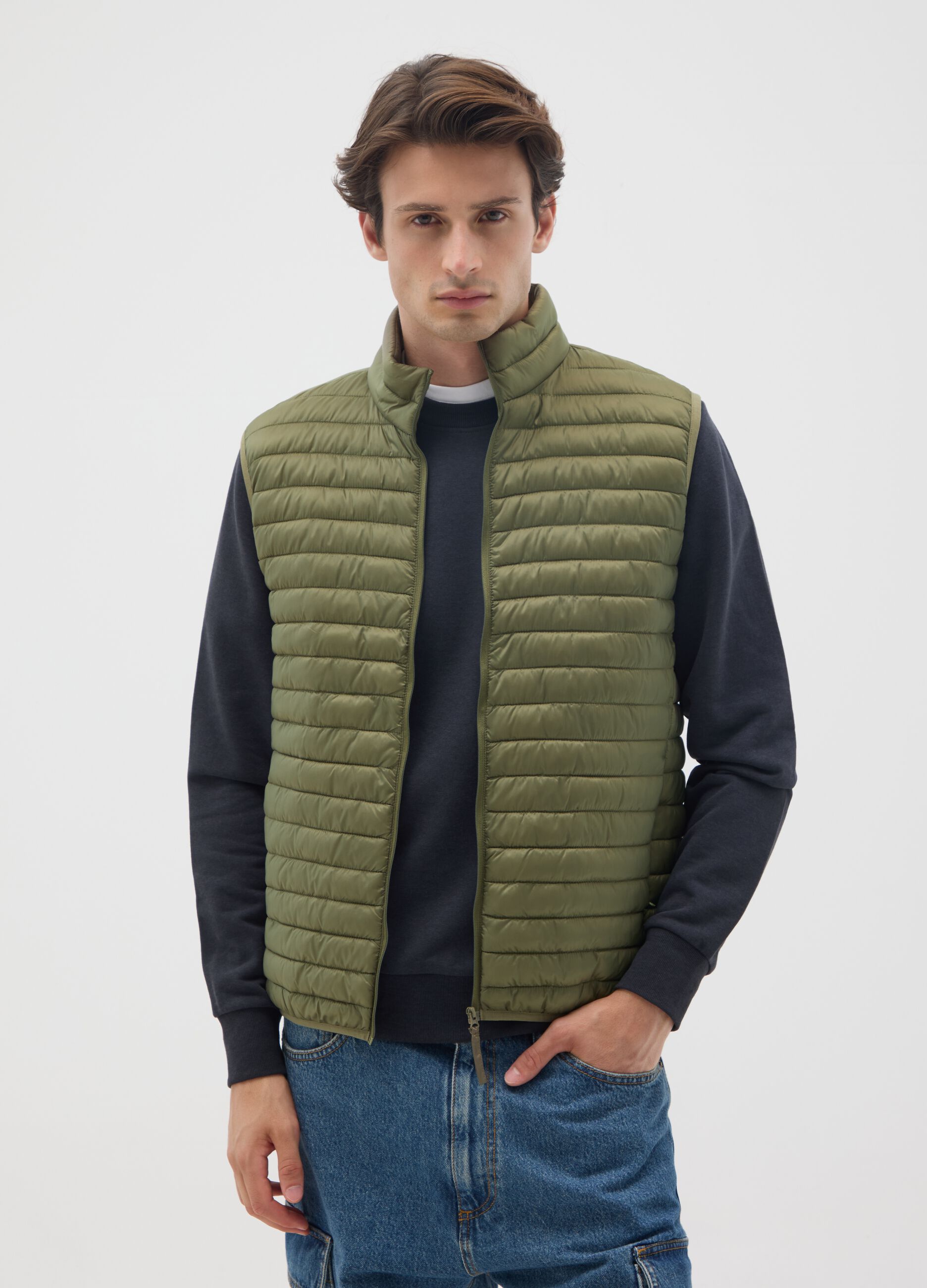 Gilet in misto verde regular fit