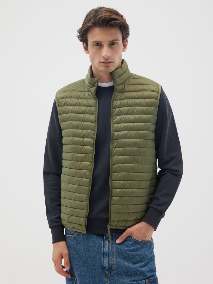 Green blended regular fit gilet_0