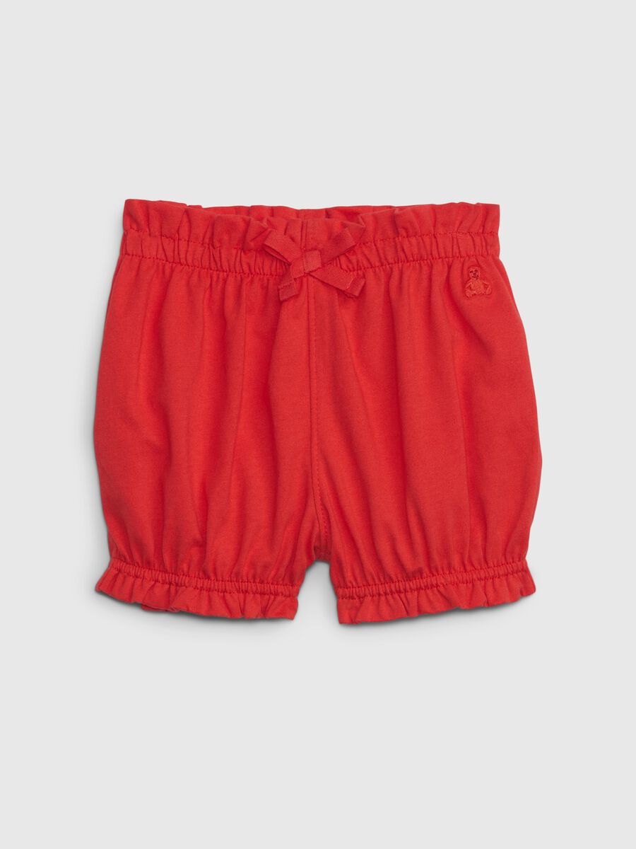 Organic cotton shorts with teddy bear embroidery_1