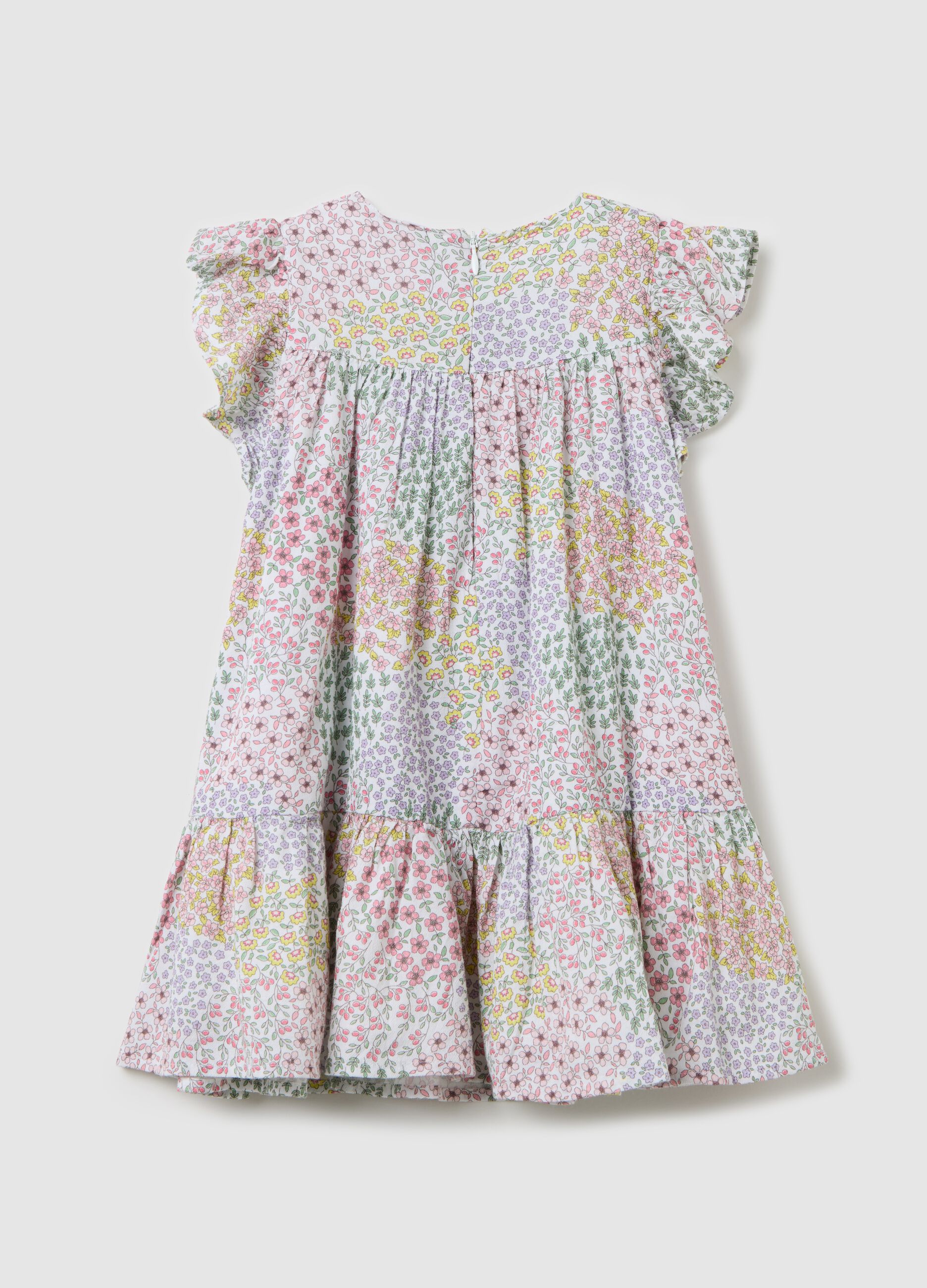 Long white dress with floral pattern