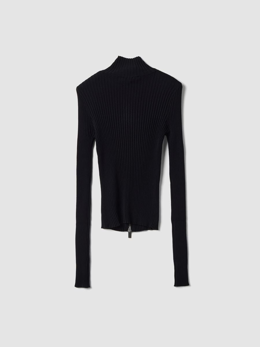 Full-Zip Ribbed Knit Black_6