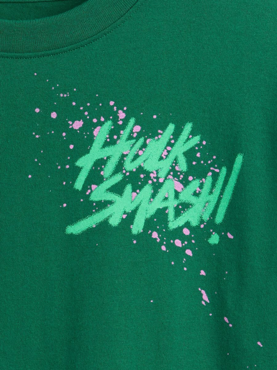 Green cotton t-shirt with print_2