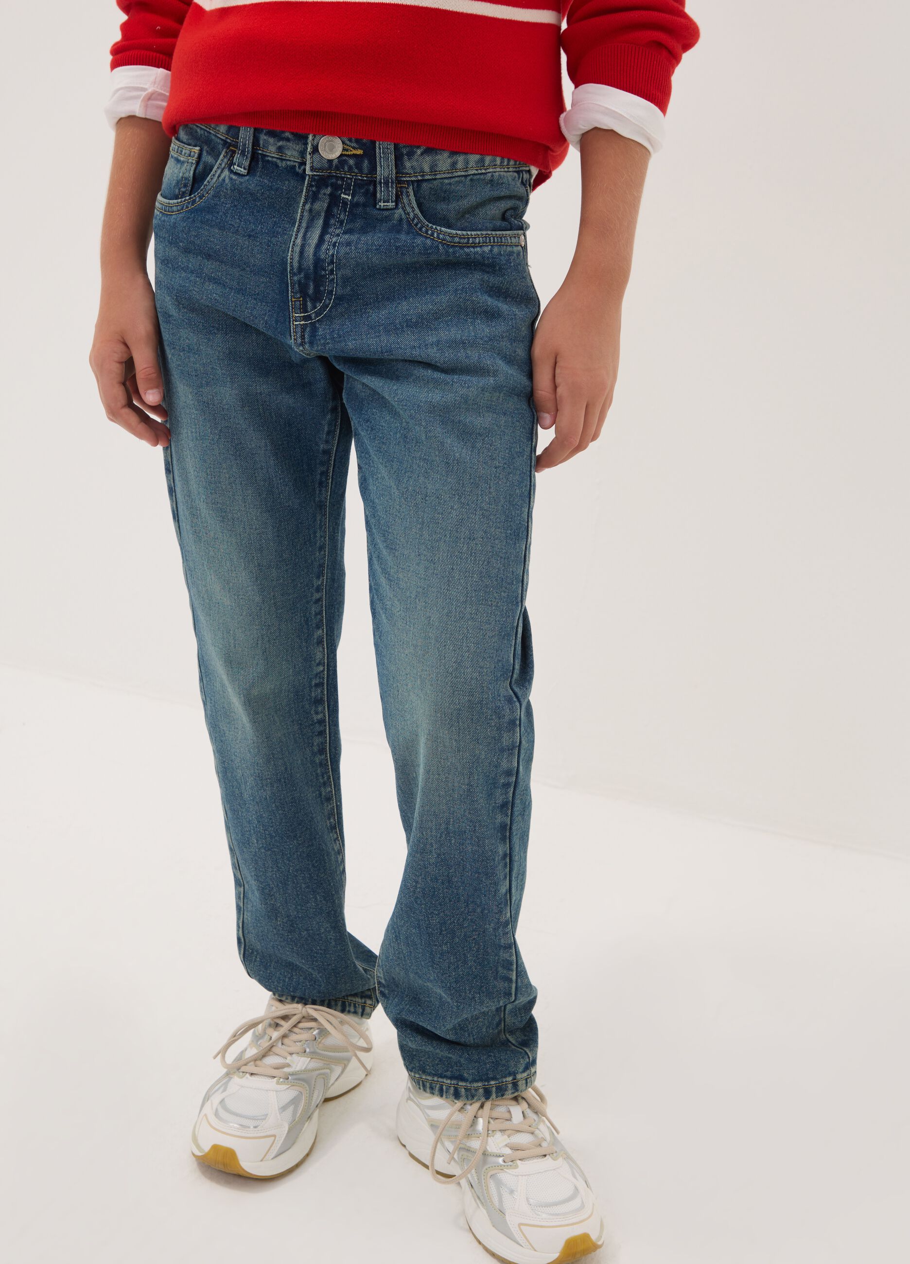 Blue pure cotton regular-fit jeans for boys