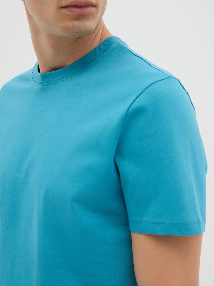 Men's Sky Blue Pure Cotton T-shirt in Regular Fit_2