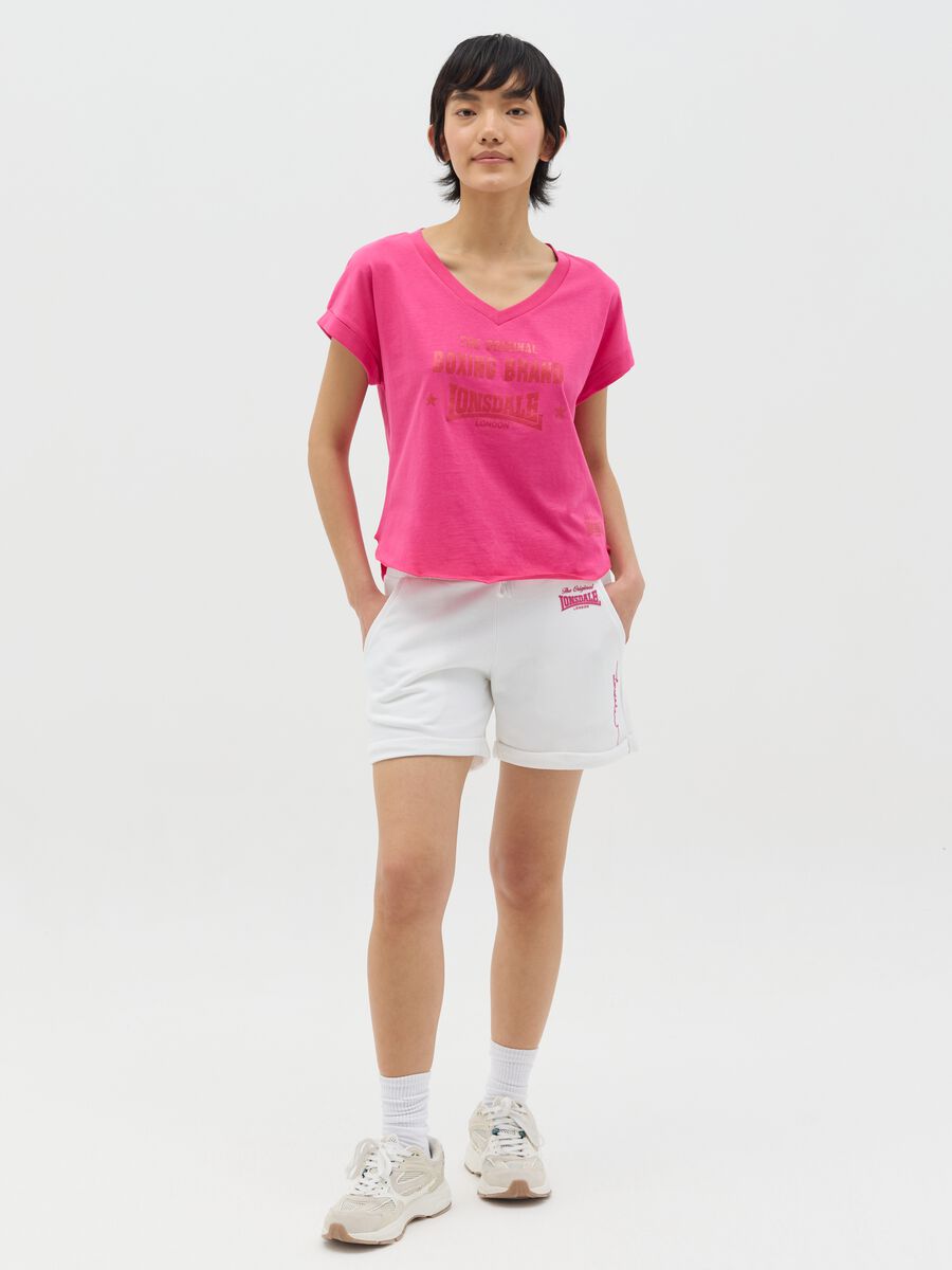 White shorts in fleece with print_0