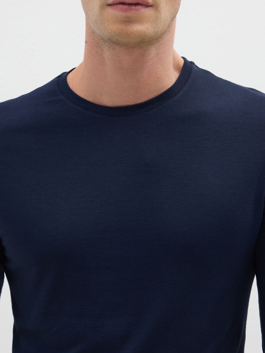 T-shirt premium blu in thermal modal cashmere regular fit_1