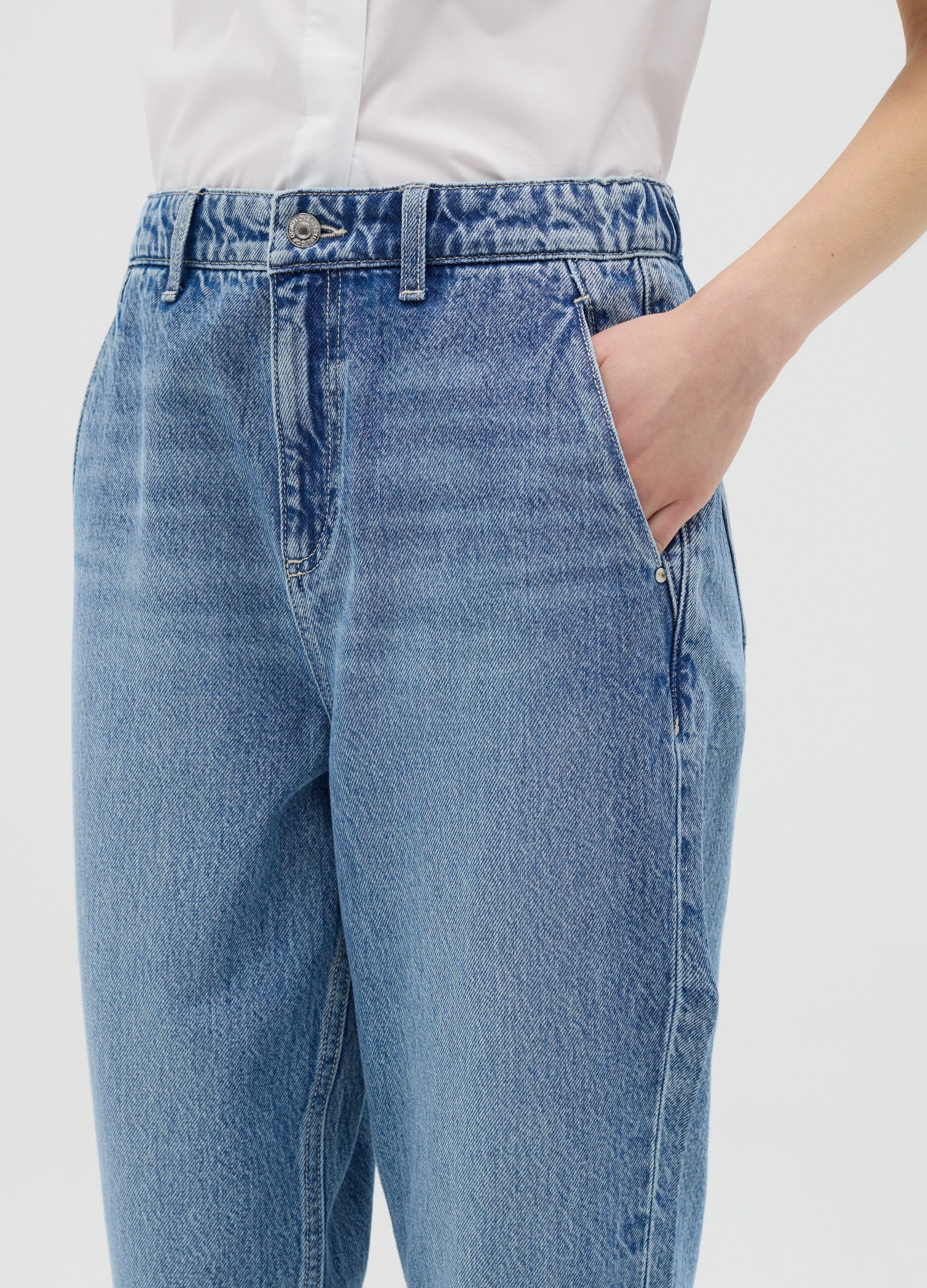 Jeans carrot fit blu in cotone