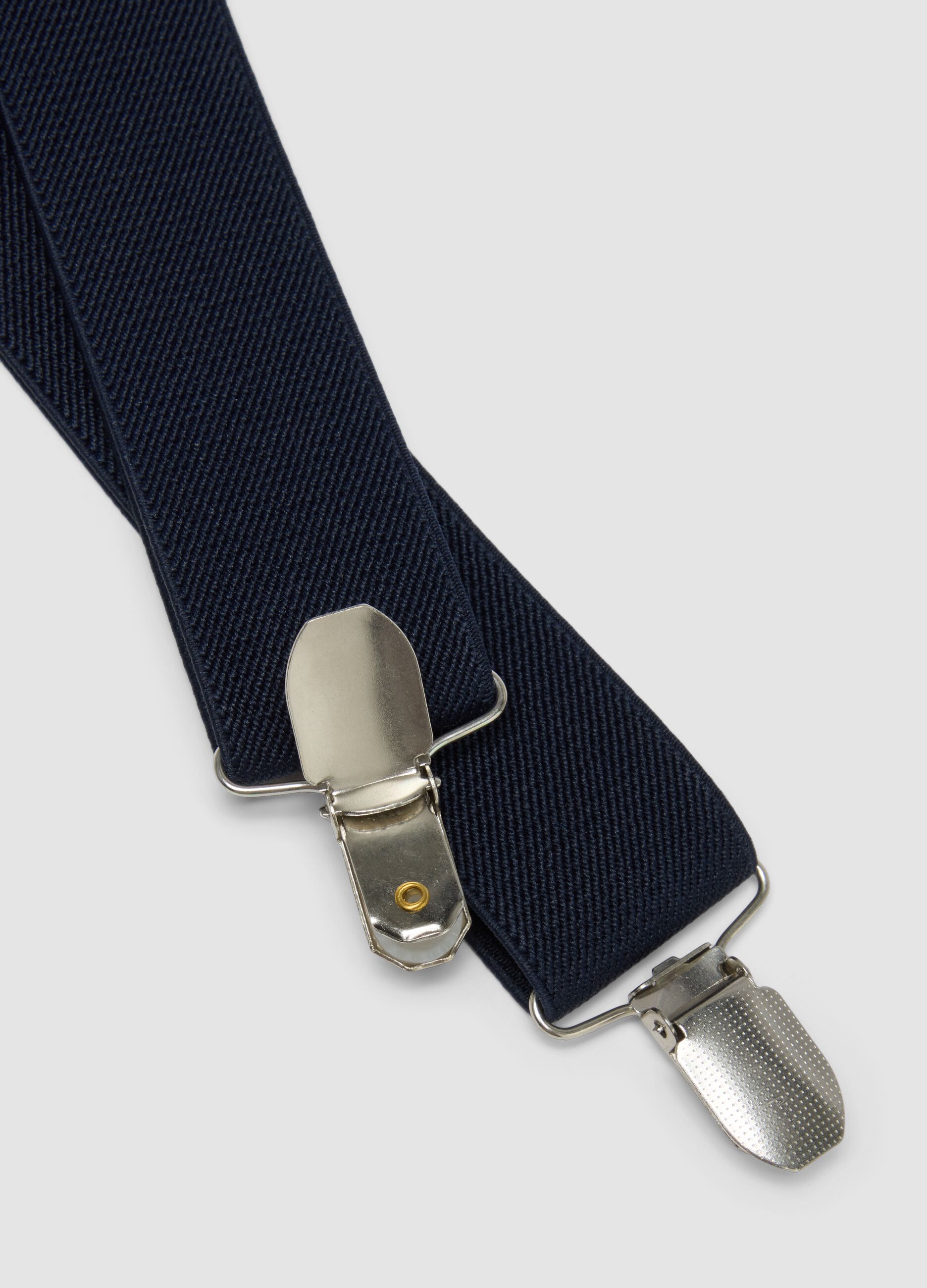 Bretelle blu elasticizzate con clip in metallo