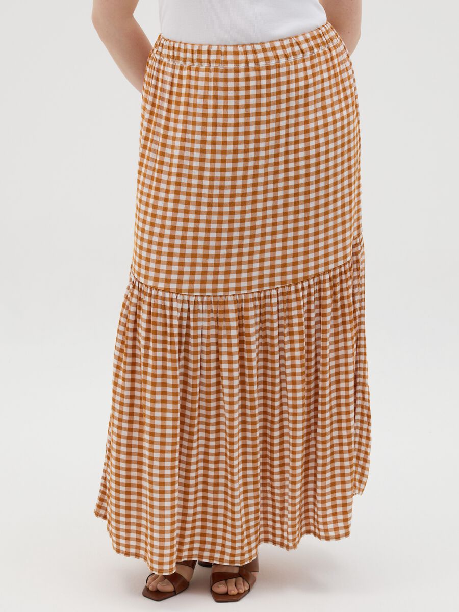 Gonna midi da donna in puro viscosa multicolor regular fit_1