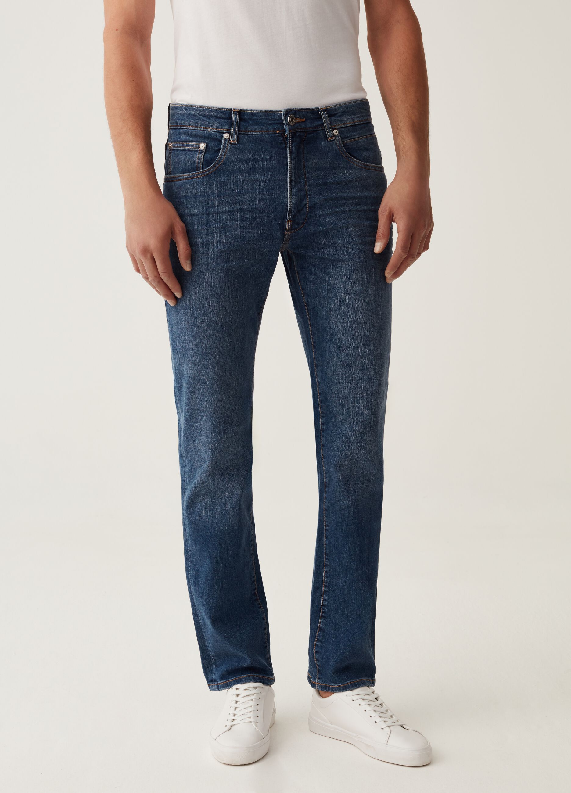 Jeans regular fit in cotone cross hatch_1