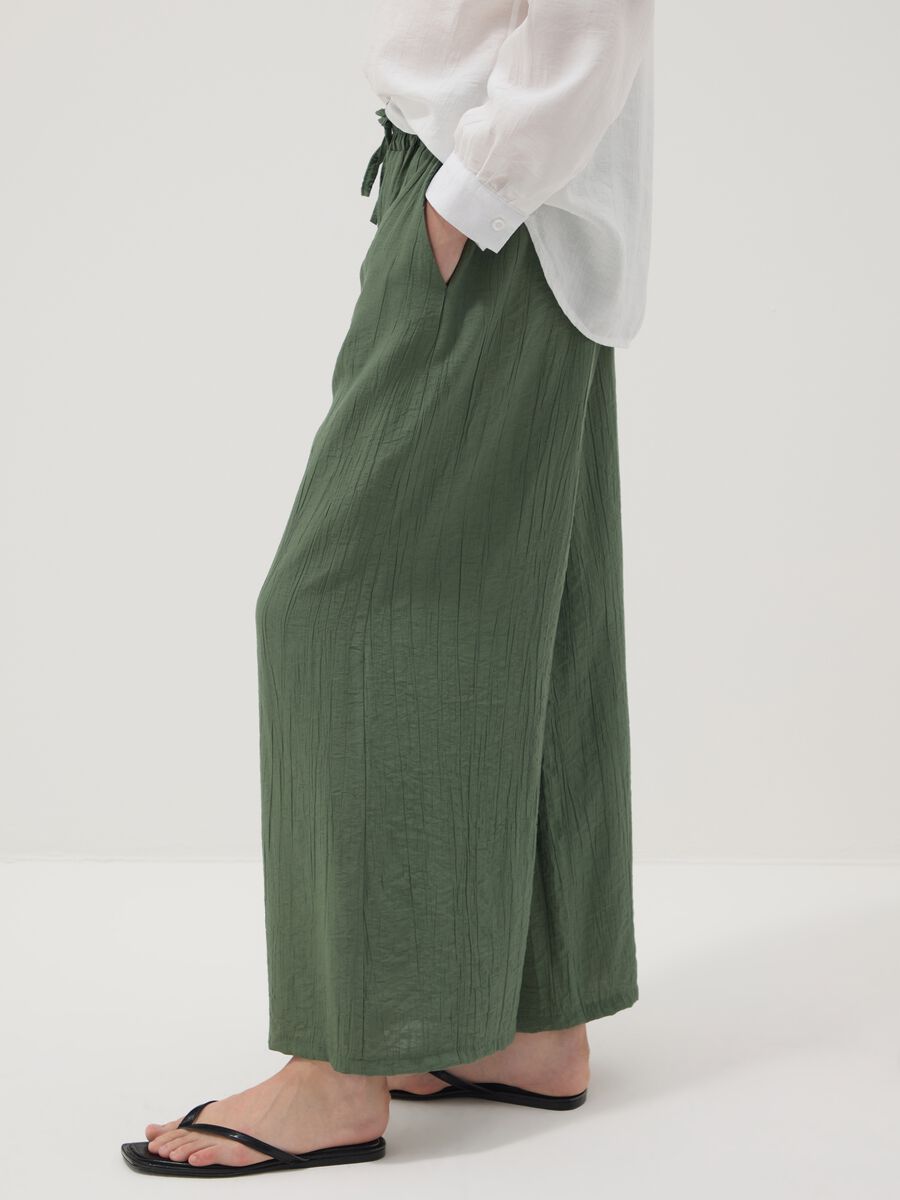 Green viscose-blend palazzo trousers_3