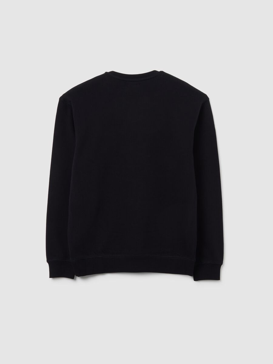 Felpa da ragazzo in puro cotone nera oversize_1