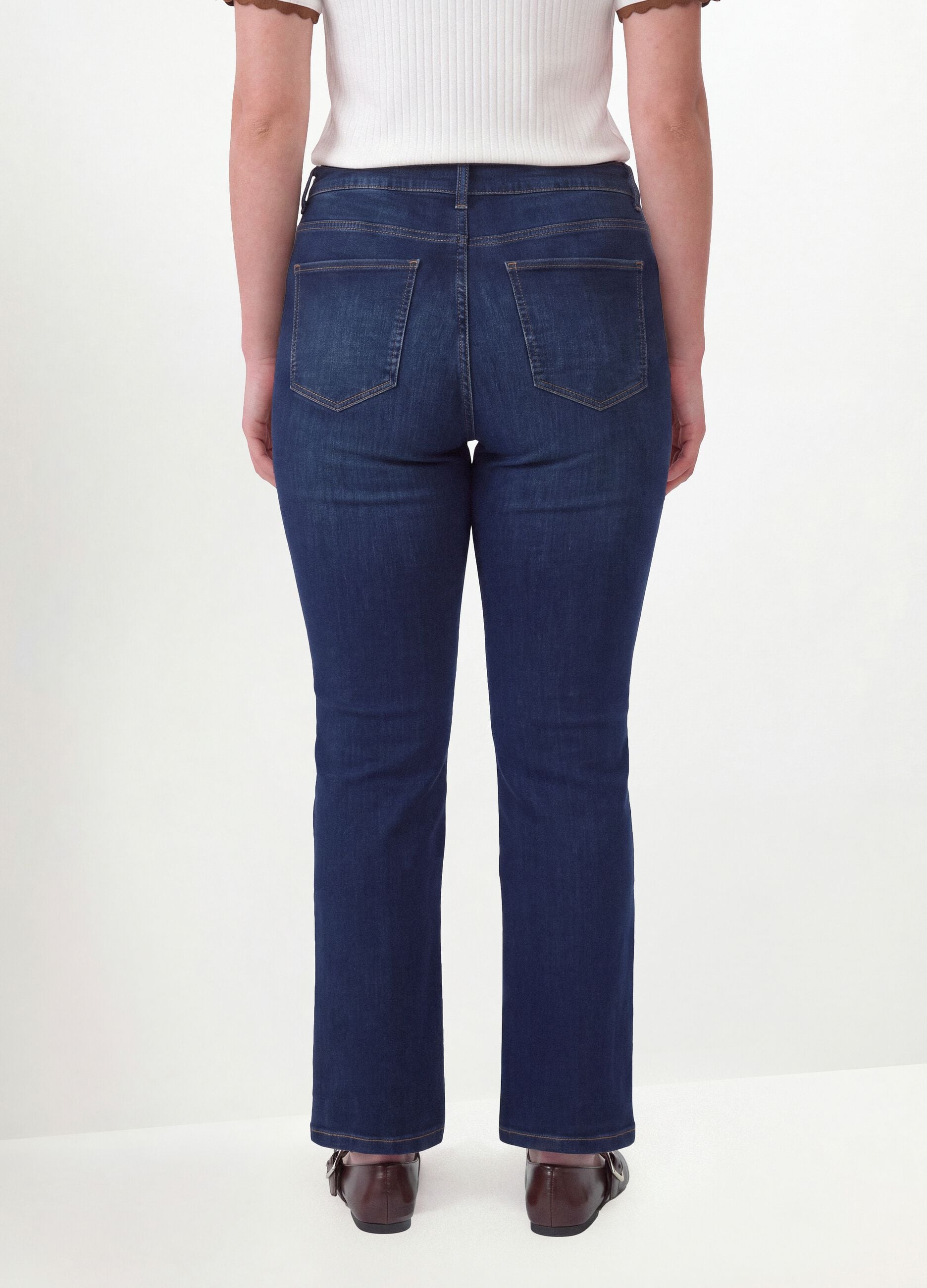 Jeans denim blu in cotone elasticizzato bootcut