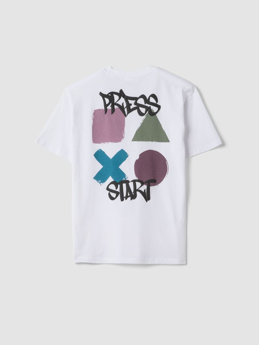 T-shirt bianca da ragazzo con logo Playstation in puro cotone relaxed fit_4