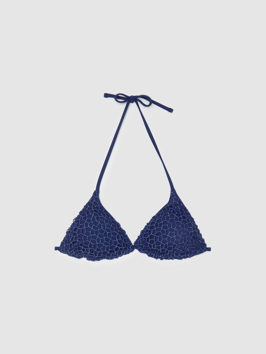 Women's Bikini Top in Stretch Blue Fabric_5
