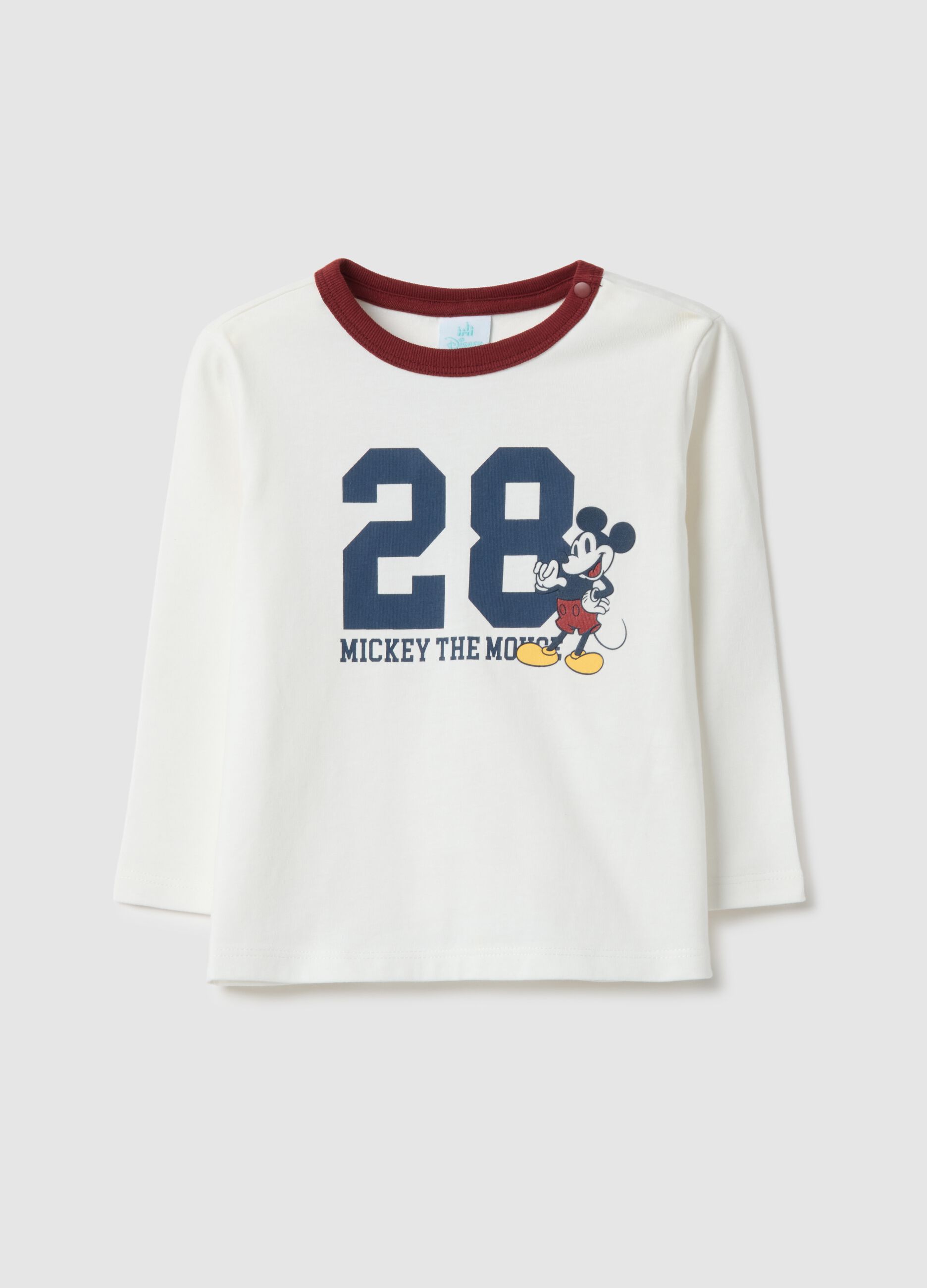 Children's white pure cotton regular fit t-shirt with Mickey Mouse
