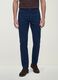 Blue regular-fit stretch cotton twill trousers_1