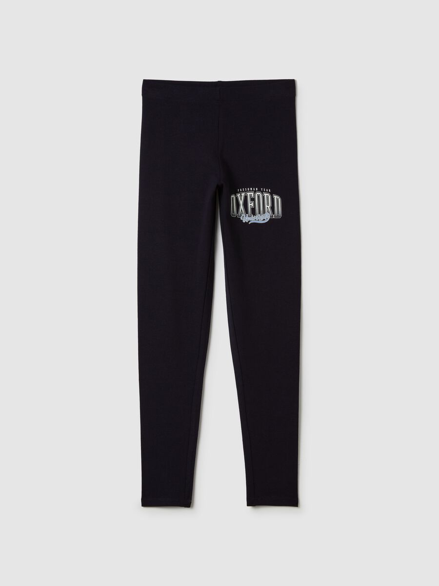 Printed stretch cotton leggings_0