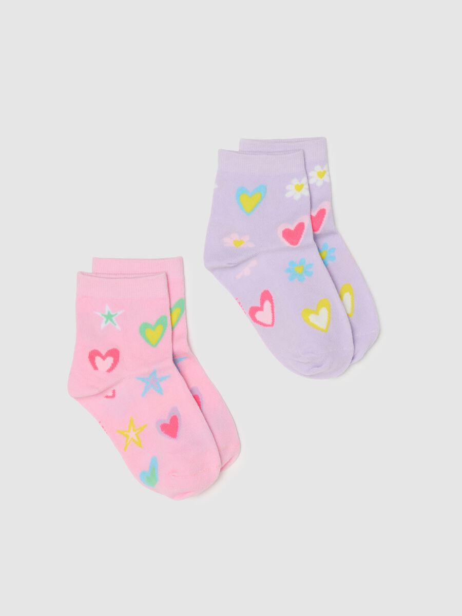 Girls' multicoloured cotton blend socks twin pack_0