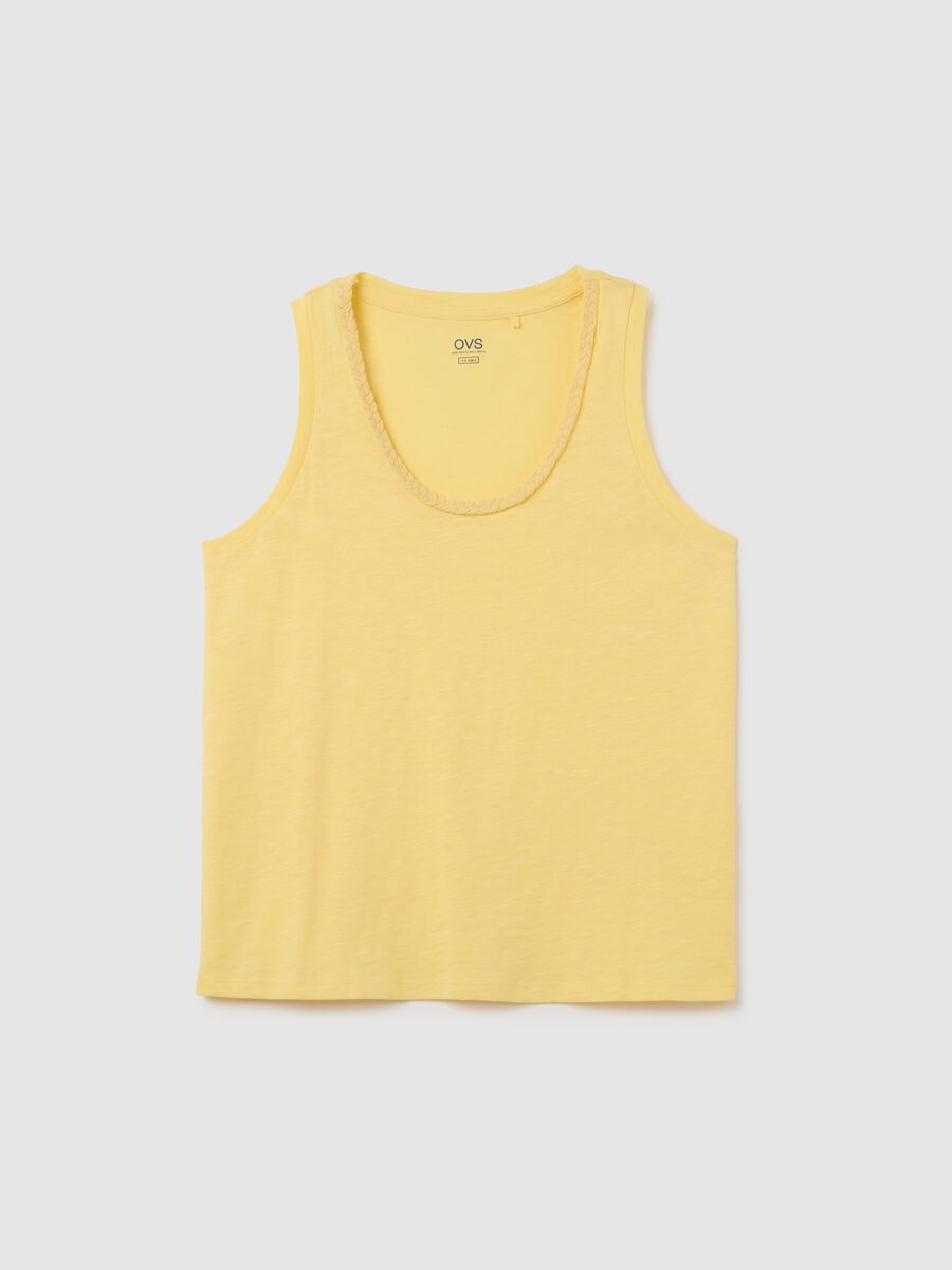 Regular fit women's yellow pure cotton tank top_0