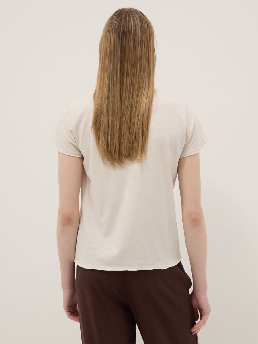 Beige pure cotton short-sleeve T-shirt, regular fit_3
