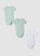 3-pack of green and white organic cotton baby bodysuits_0