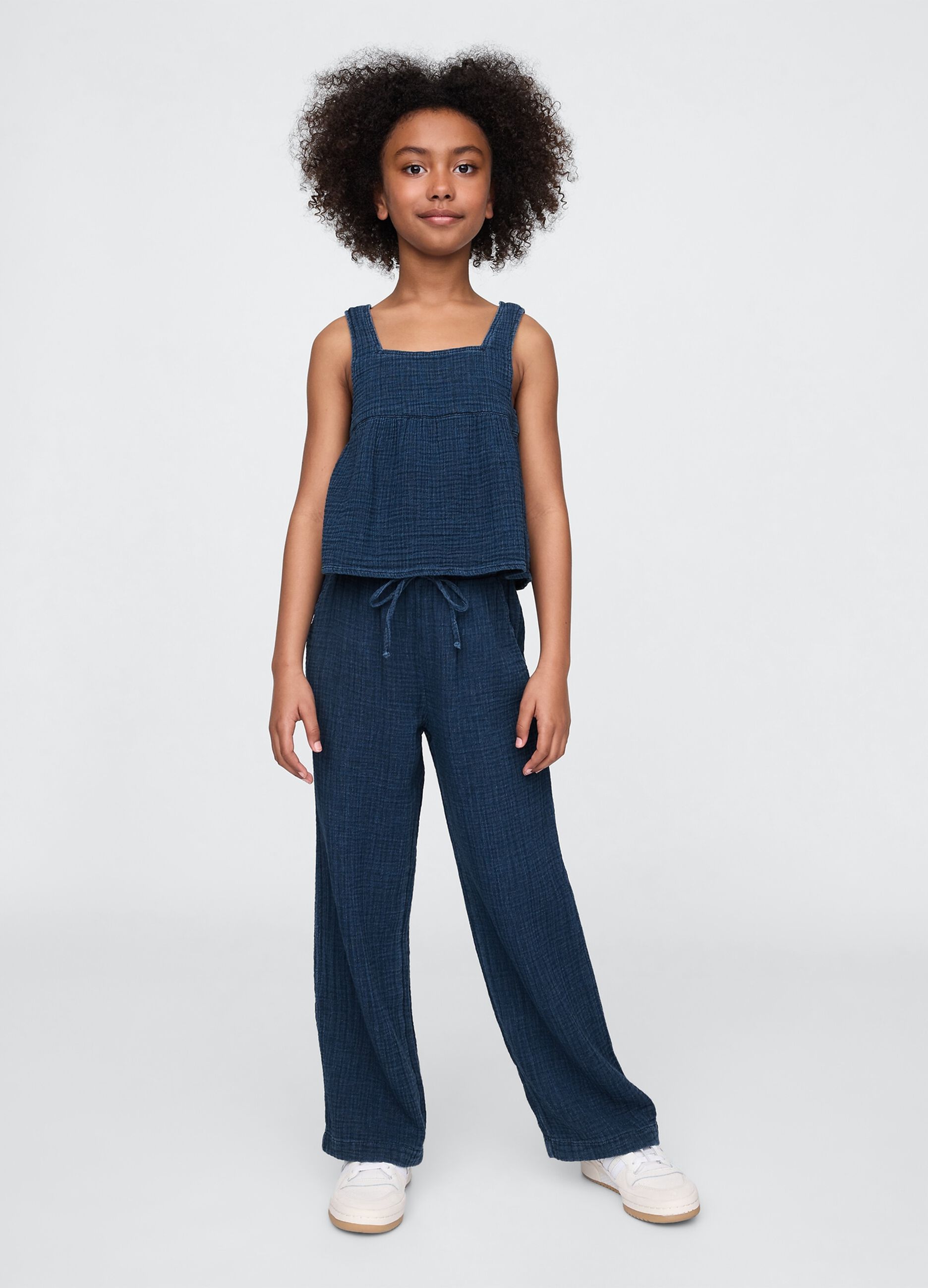 Blue muslin summer outfit for girls