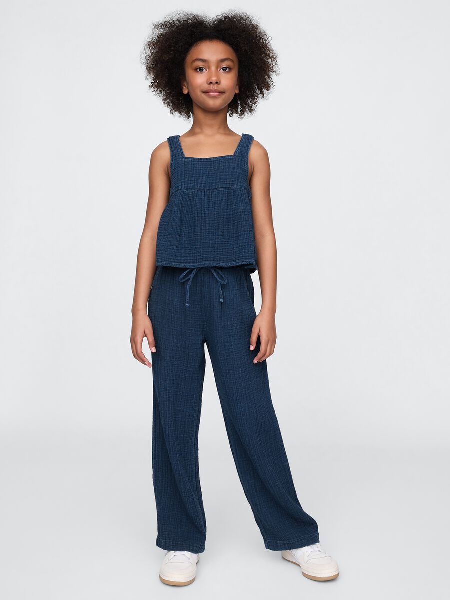 Blue muslin summer outfit for girls_0
