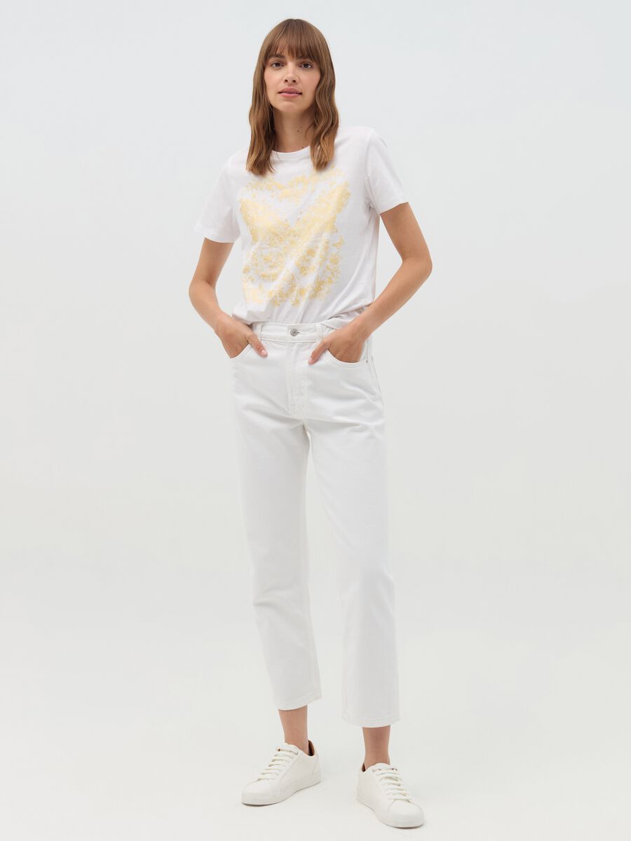 T-shirt with butterflies and flowers print_1