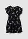 Girls' regular fit black pure cotton dress with rainbows_0